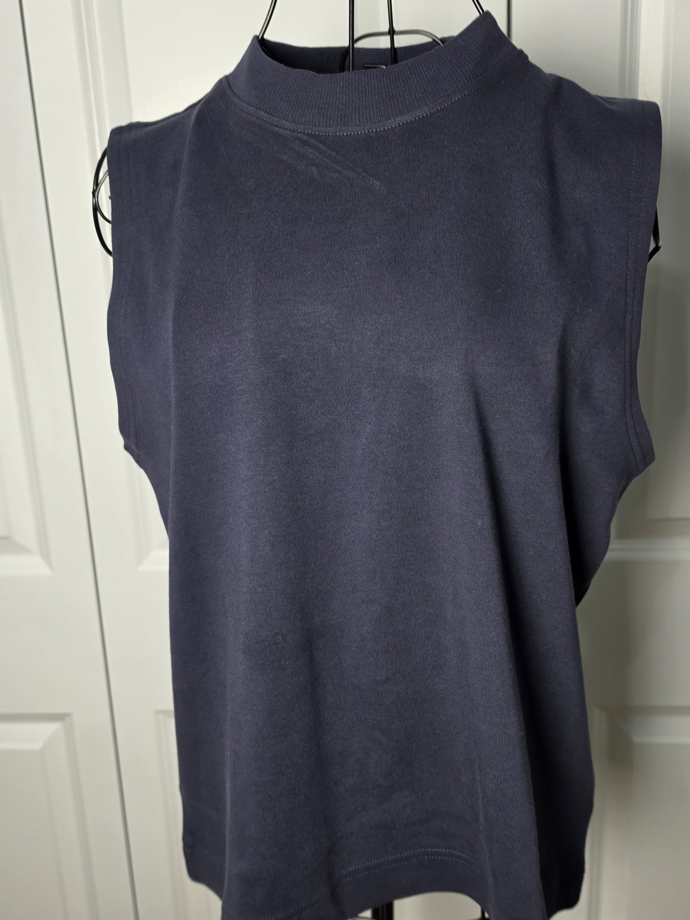 Pact 100% Organic Cotton Navy Mock Neck Muscle Tank M